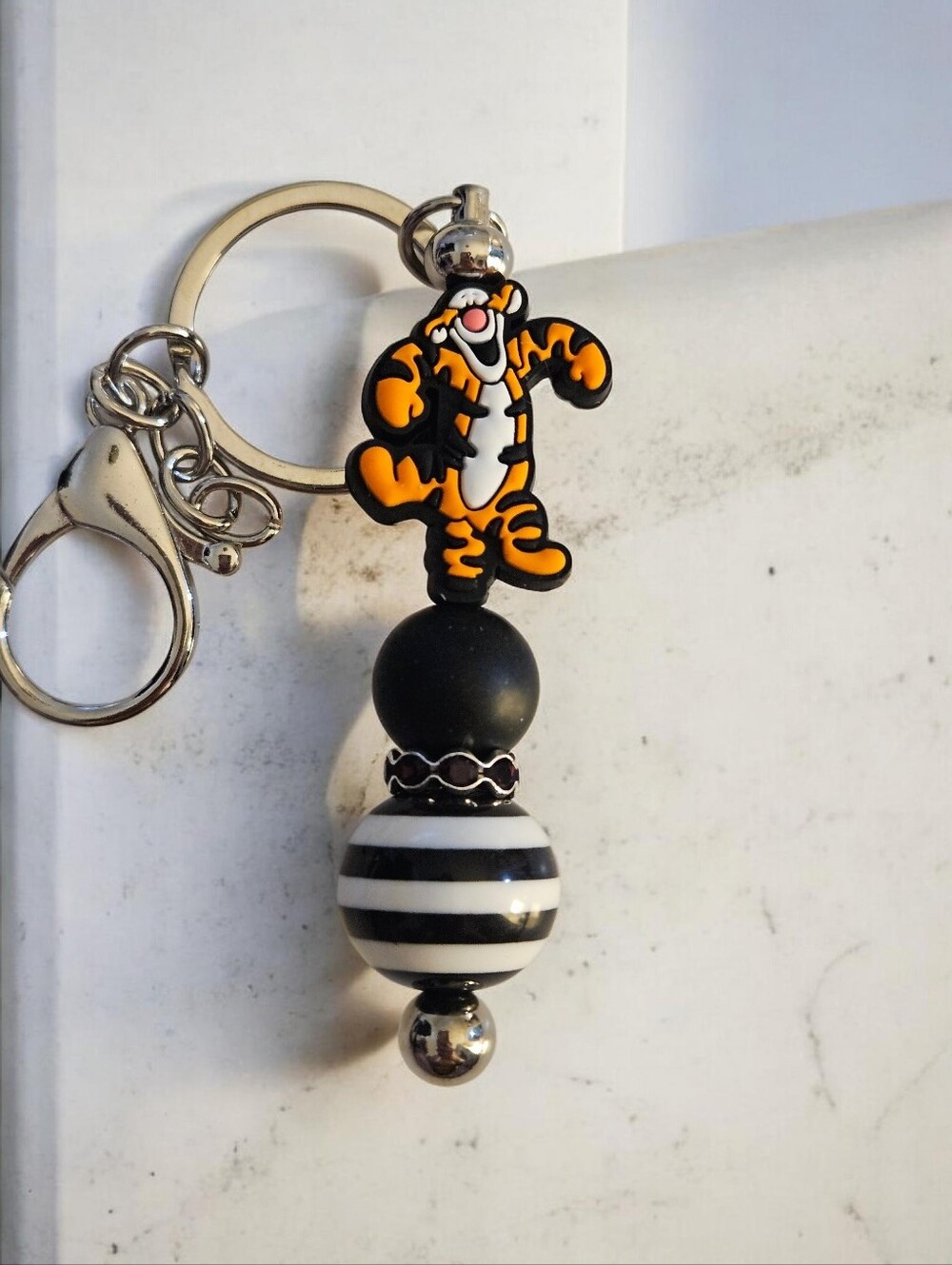 Tigger Keychain Charm - Orange & Black